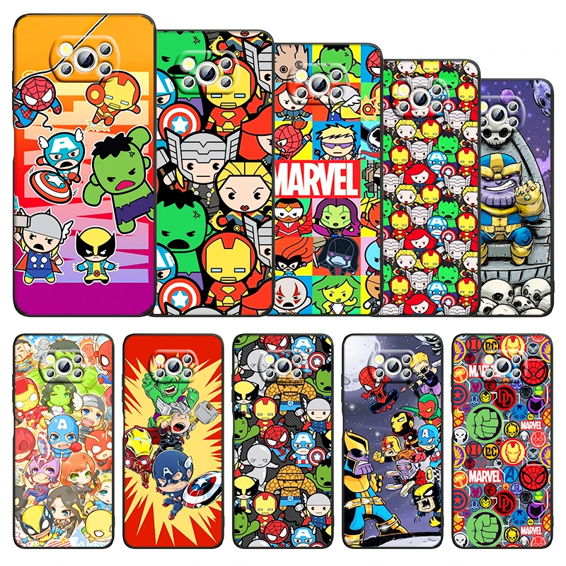 

Marvel cartoon cute Phone Xiaomi Civi Mi Poco X3 NFC F3 GT M4 M3 M2 X2 F2 Pro C3 F1 Silicone TPU Cover