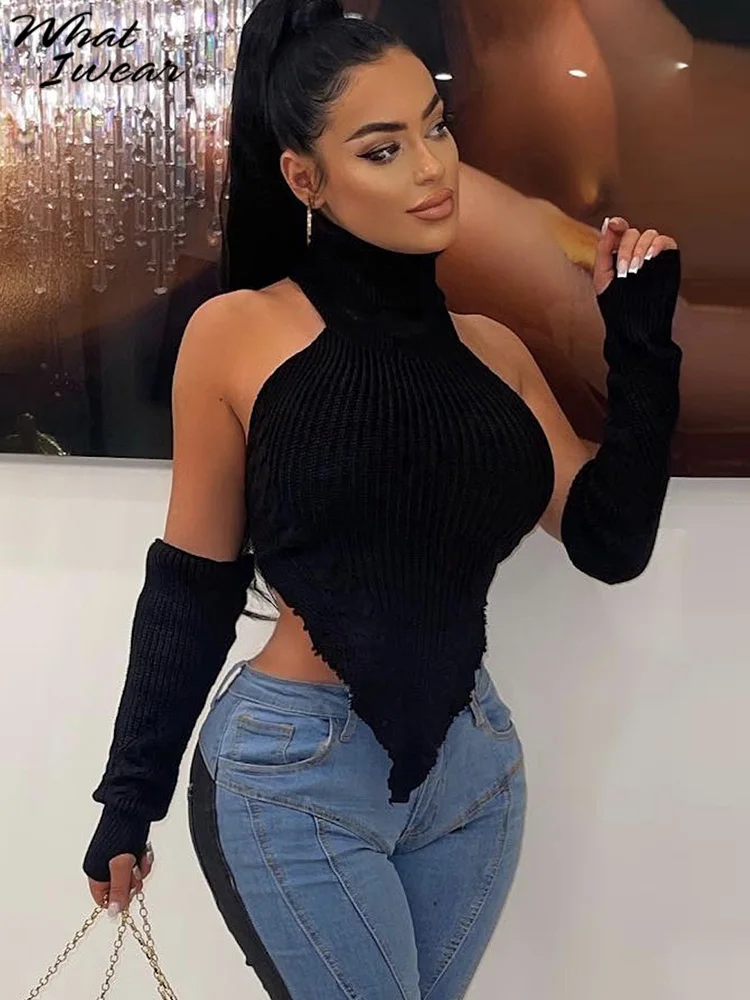 

Whatiwear однотонный подвесной жилет на шею сексуальный с открытой спиной в стиле ночного клуба яркие рукава модный шоппинг выгодный Топ