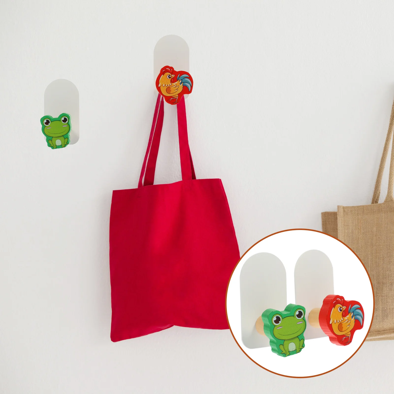 

2 Pcs Animal Glue Hooks Towel Storage Wall Animals For Kids For Drapess Cartoon Hanging Stick Kids Coat