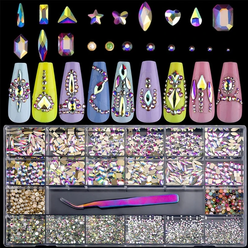 

Nails Art Rhinestones Glitter Irregular Bead 3D FlatBack Studs Gem Tool Nail Manicure Kits Nail Art Jewelry