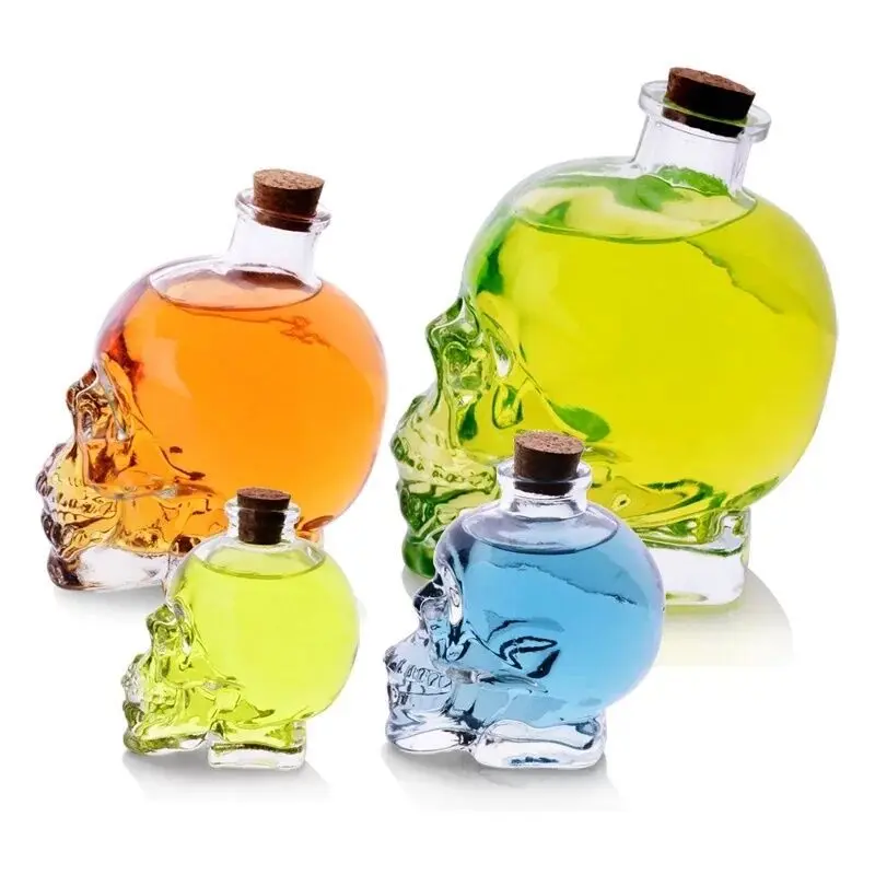 

180-750ML Creativity Glass Skull Head Cup Vodka-Shot Whiskey Wine Drinking Bottle Decanter Drinkware Bar Tools Halloween Gifts