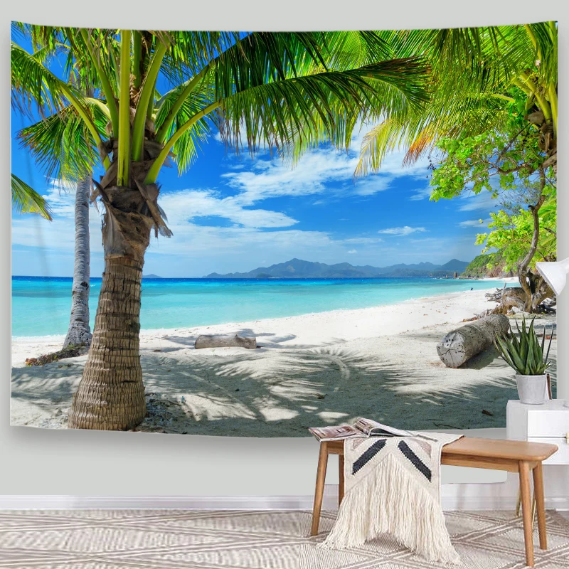 

Bohemia Beach Tapestries Aesthetic Sea Scenery Backdrop Wall Hanging Home Decoration Doorway Curtains Mats Custom Large Size