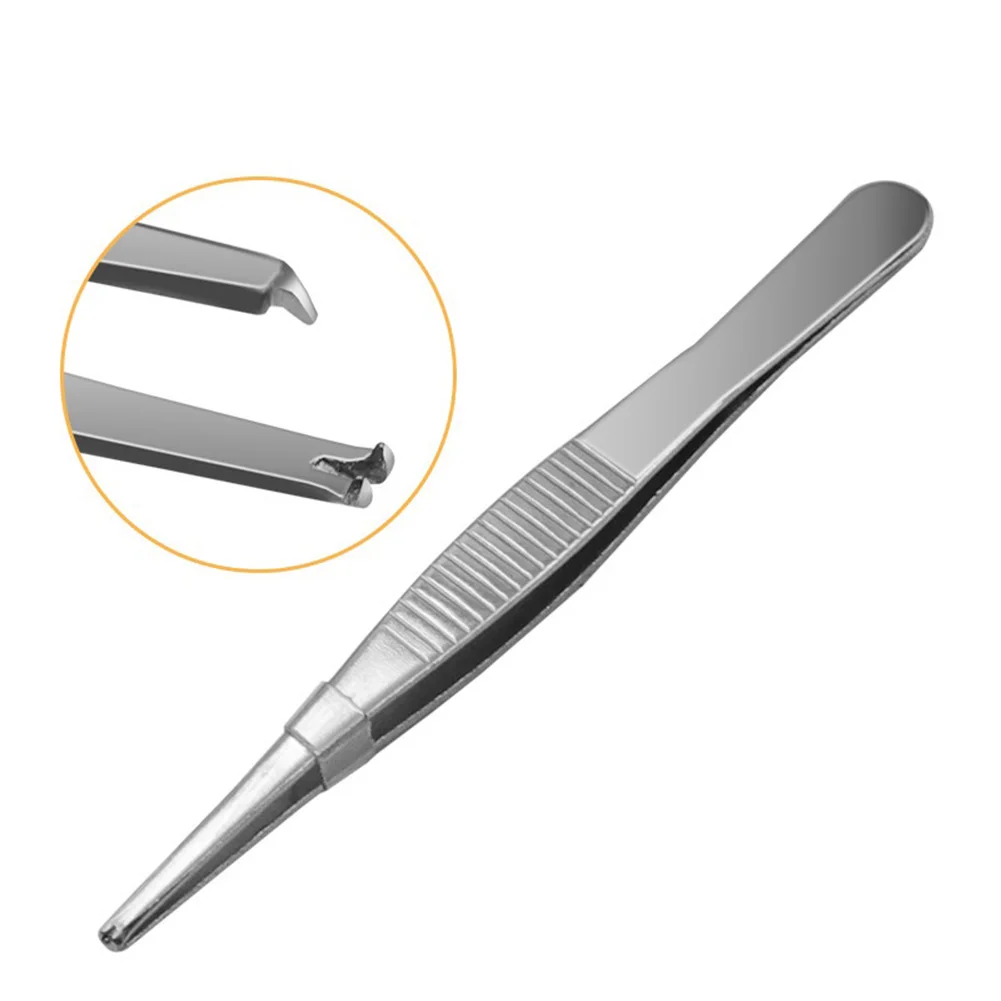

1 Pc Hand Wrench 140mm Sliver Stainless Steel Toothed Tweezers For Suture Manipulate Needles Hold Hand Repairing Manual Tool