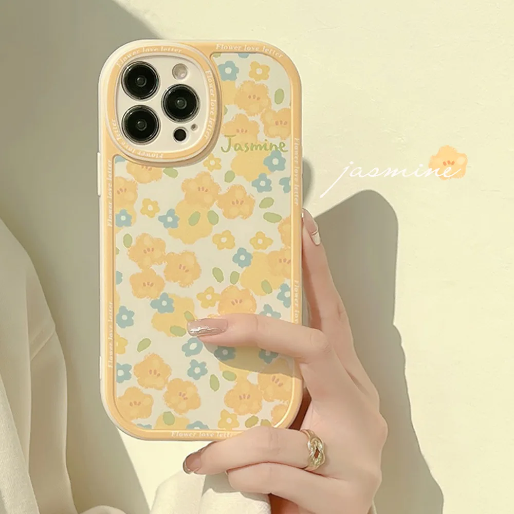 

Painted yellow and blue flowers Phone Case For iphone 14 13 12 11 Pro Max X XR XSMAX 7 8 Plus SE TPU Case Cover new products