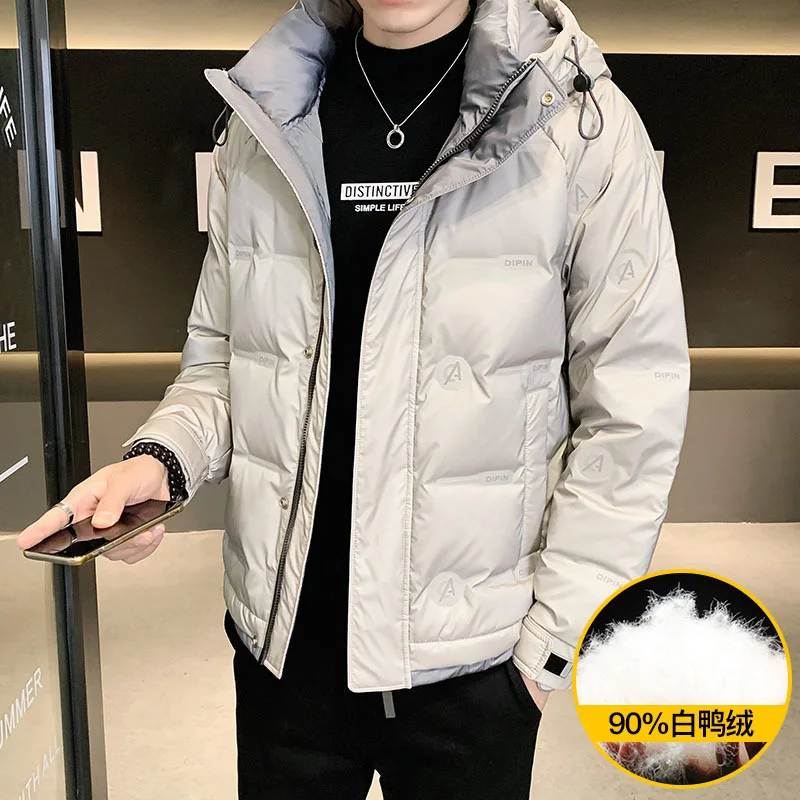 2022 Winter New Casual Vintage Hooded Short Down Jacket Men Clothes Thickened Korean Version Fashion Trend Youth Puffer Coat Men