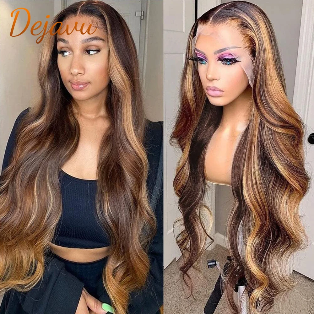 

Dejavu Highlighted Lace Front Wig Highlight Wig Human Hair For Black Women 13x4 Lace Frontal Wigs Body Wave Closure Wigs