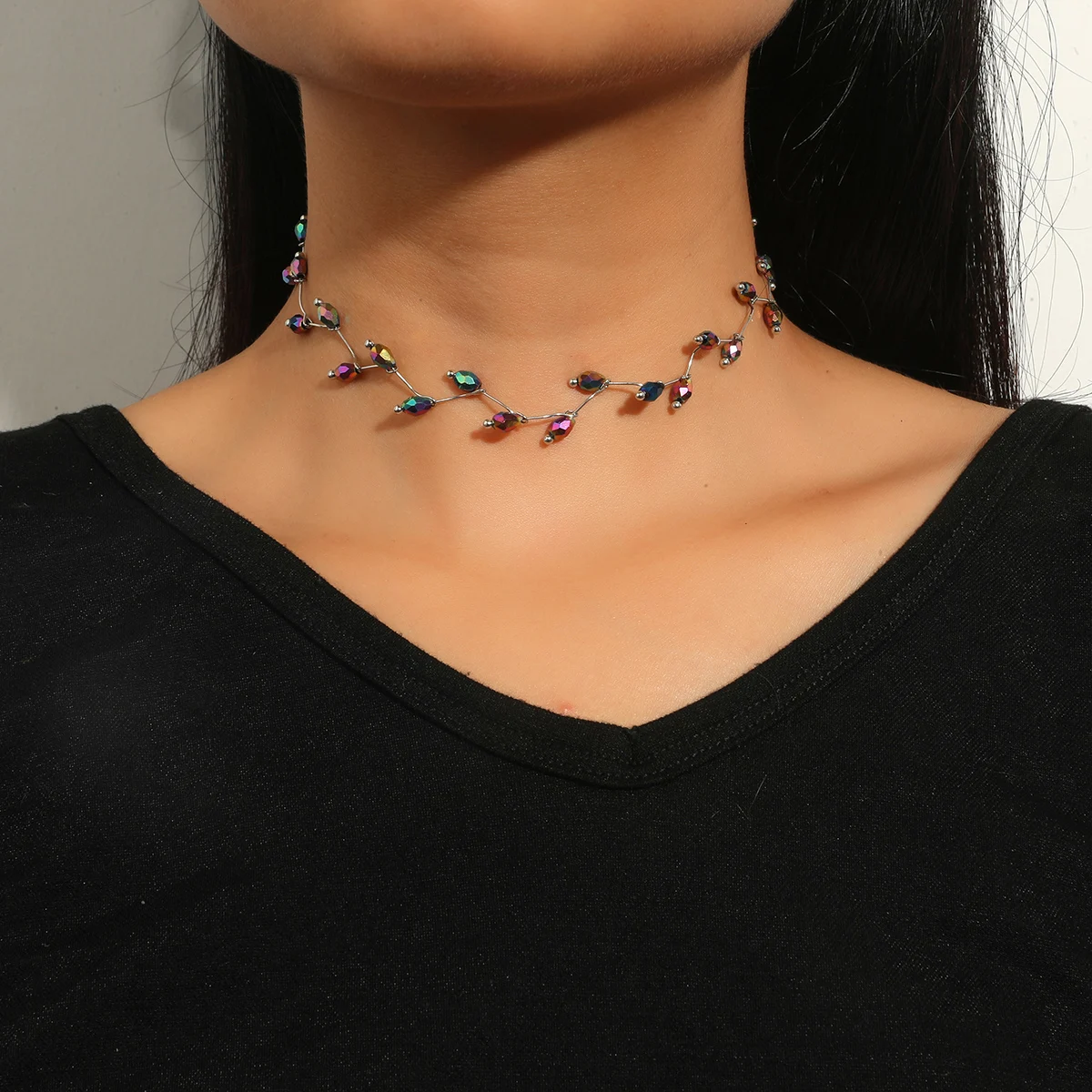 Женское Ожерелье из хрустального стекла с бусинами женское ожерелье для