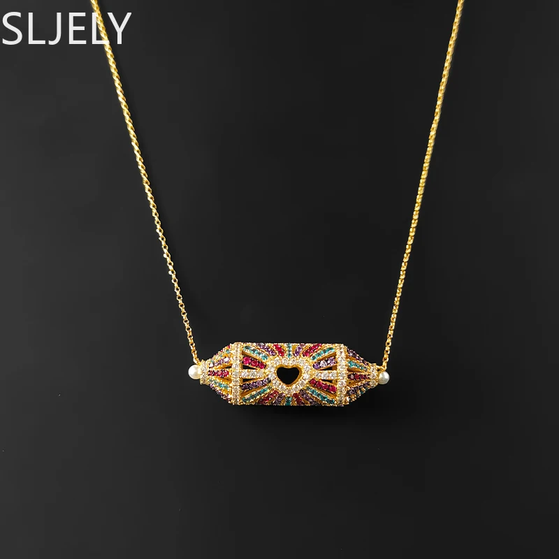 Женская разноцветная Подвеска из серебра 925 пробы с геометрическим рисунком |