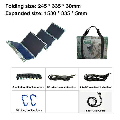Складная сумка на солнечной панели, USB + выход постоянного тока, солнечное зарядное устройство, 100 Вт, портативное складное солнечное зарядное устройство, портативный источник питания для улицы