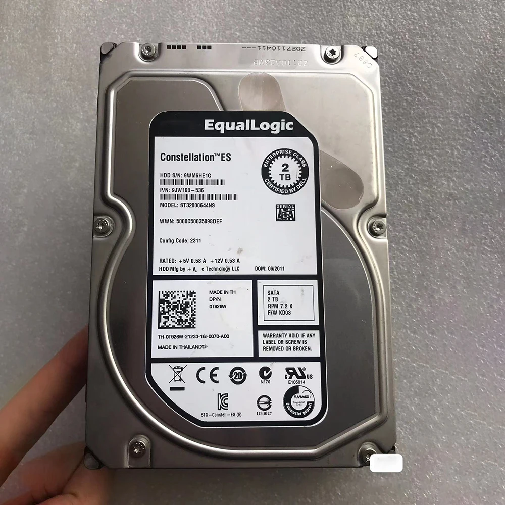 Жесткий диск Enterprise HDD 0T926W 2T SATA 7 2K 3 5&quot для ST 32000644 NS