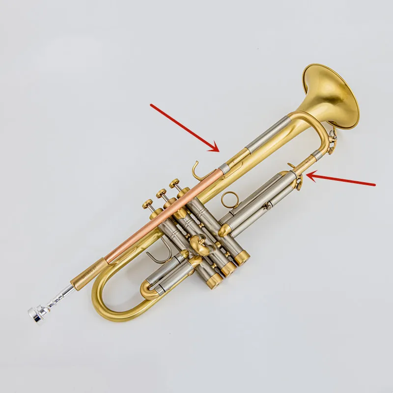 Pintado a ouro Requintado Trompete de Latão Bb Flat Instrumento Musical Bocal Luvas Strap Case LR180S37
