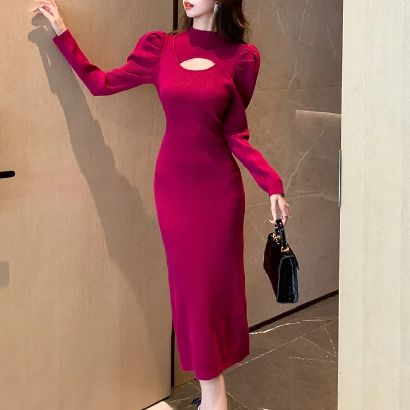 Осенне-зимний свитер с полуводолазкой трикотажные платья трикотажное платье