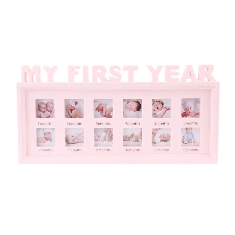 

Newborn Infant Keepsake Frame with 0-12 Months Pictures Photo Frame Commemorative Growth Souvenirs for Family Decoration