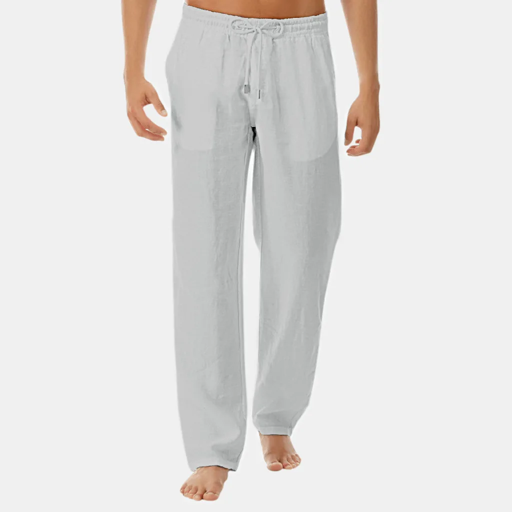 

Men's Casual Pants Fashion Solid Color Breathable Loose Fit Drawstring Trousers Sport Comfortable Home Pants Men Harem Pants