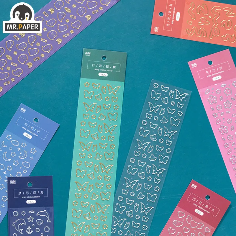 

Mr.Paper 8 Styles Aesthetic Flower Stickers Diary Scrapbooking DIY Photo Kpop Idol Card Album Sticker Korean Stationery Supplies