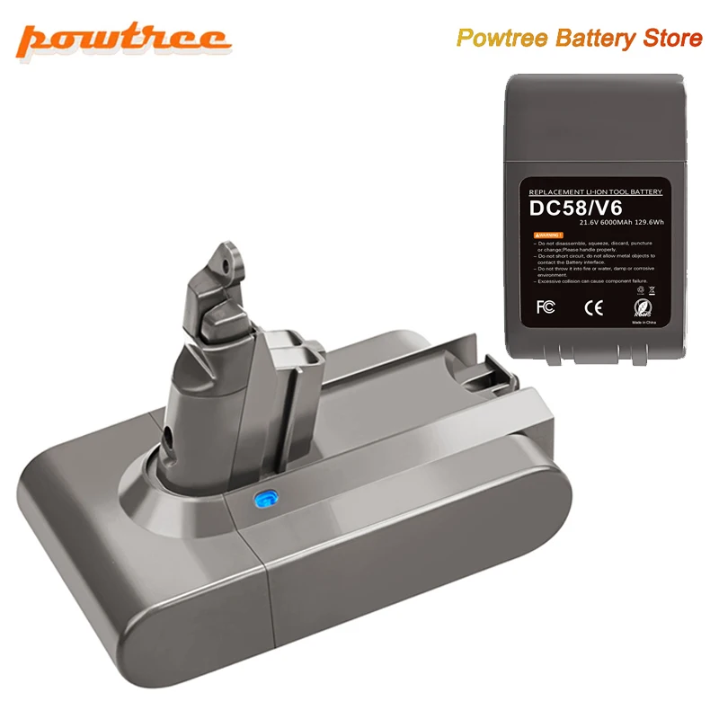 

Сменный литий-ионный аккумулятор Powtree 21,6 в 6000 мАч для пылесоса Dyson V6 DC58 DC59 DC61 DC62 DC74 SV09 SV07 SV06