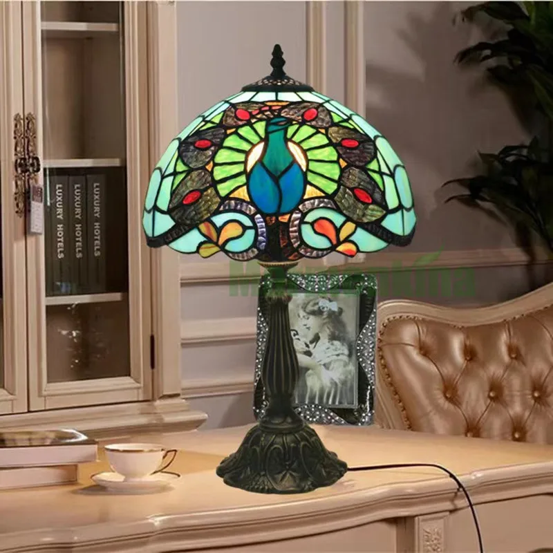 Новый Европейский ретро зеленый павлин гостиница Гостиная Спальня прикроватный