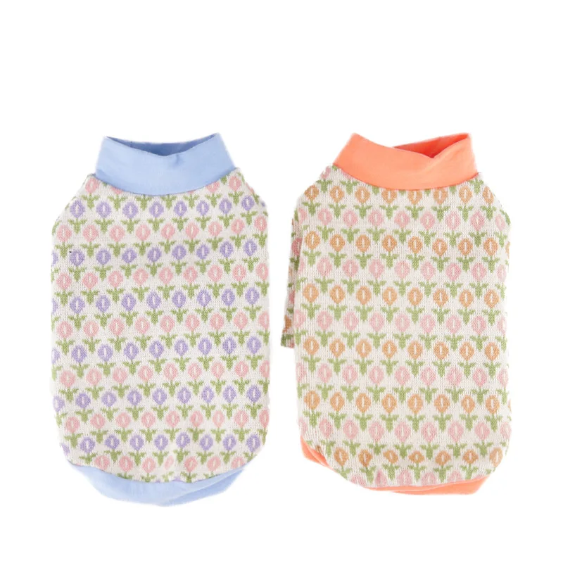 Одежда для собак с цветочным принтом Shih tzu трикотажный свитер маленькой собакой