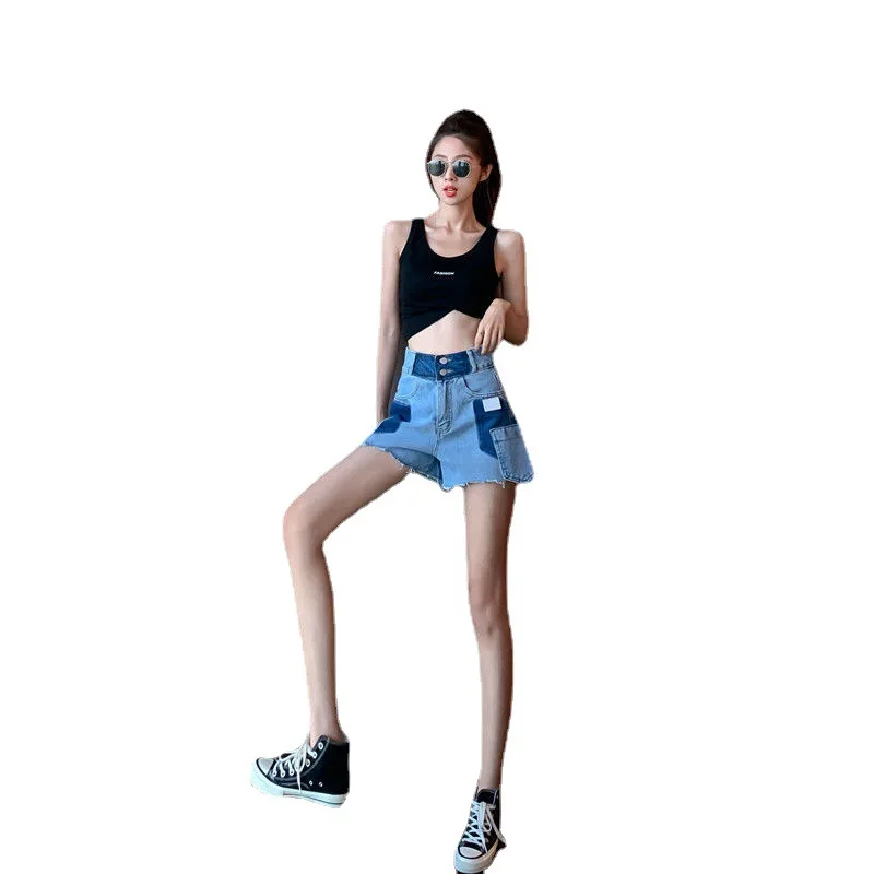 Women 2021 Summer Vinatge High Waist Jeans Shorts Fall Female Sexy Hole Blue Denim Short New Casual All-Match Slim Jean Shorts