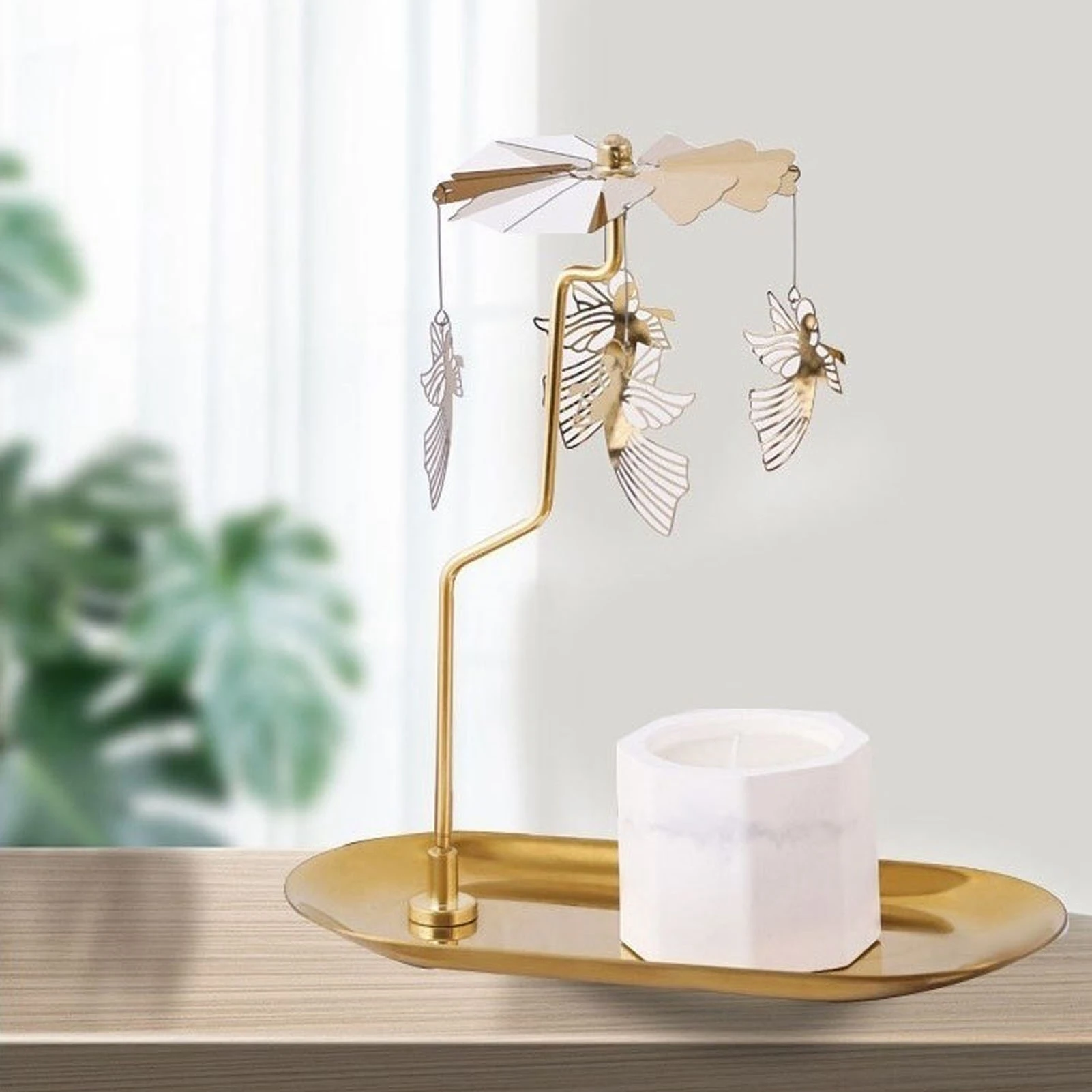 Вращающийся подсвечник из нержавеющей стали фотоподсвечник для рождества