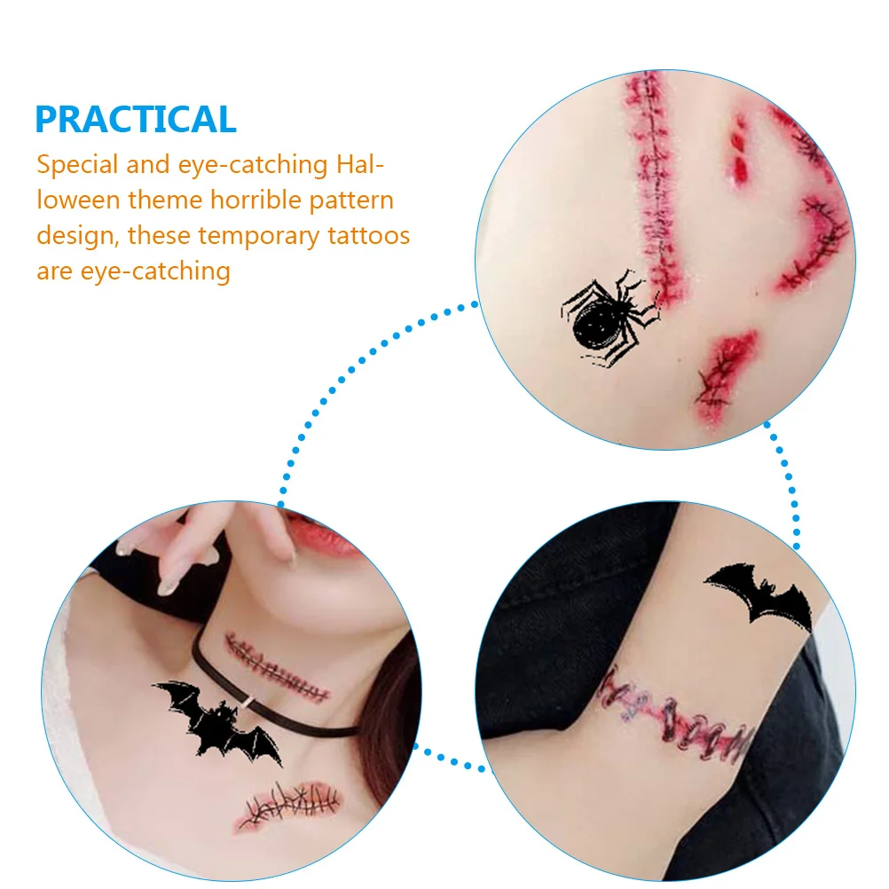 8 листов Хэллоуин татуировки наклейки поддельные временные малаone лицо для