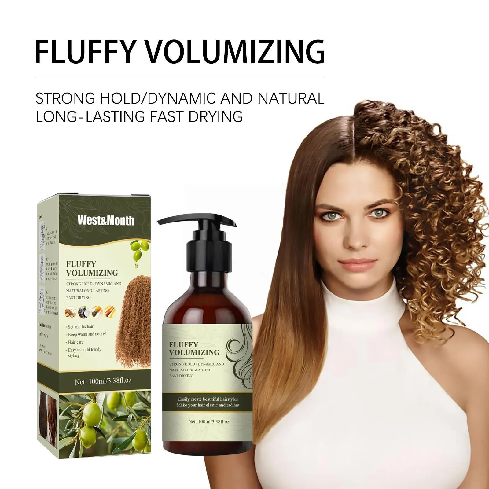 

Гель для укладки вьющихся волос, оливковое масло, натуральный Восстанавливающий усилитель, пушистый гель для укладки волос, вьющиеся увлаж...