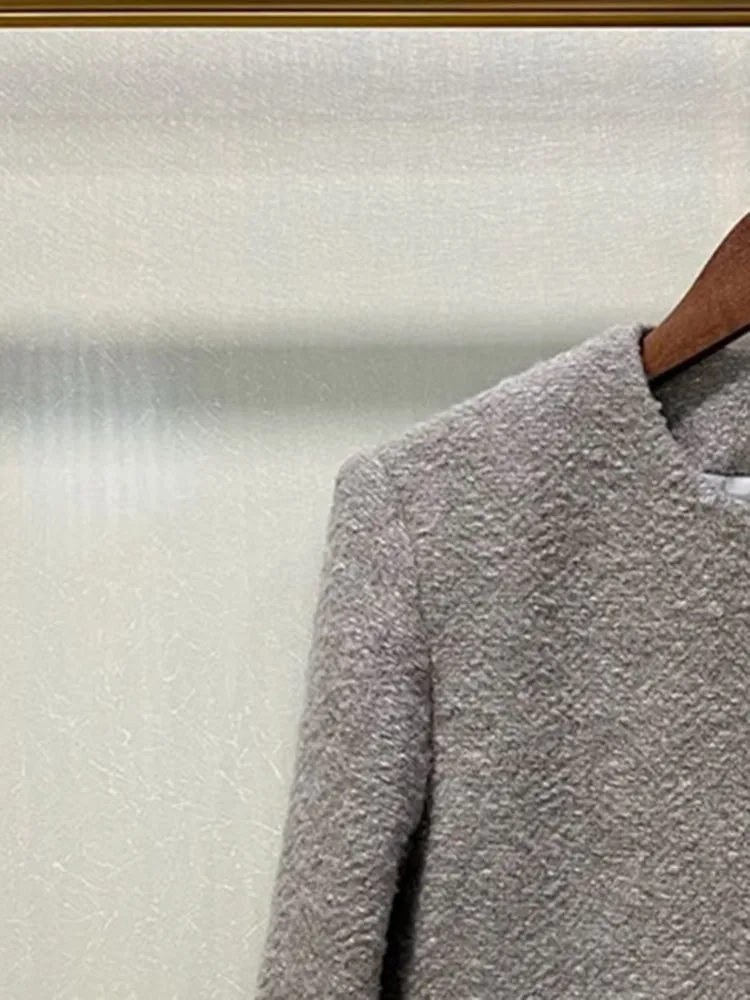 

Женская твидовая короткая куртка, винтажное однобортное пальто с карманами, Осень-зима