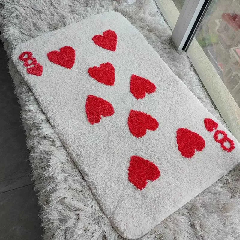 

Heart 8 Thick Floor Bathroom Door Mat Water Absorption Soft Absorbent Microfiber Rugs Non-Slip Plush Shaggy Bath Carpet