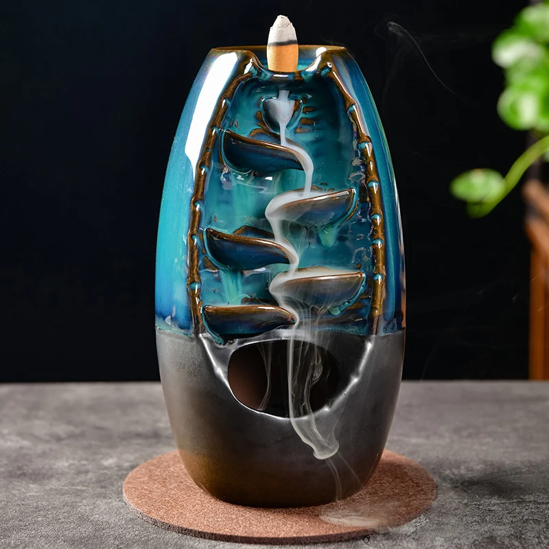 

Mountain River Handicraft Incense Holder Ceramic Backflow Waterfall Smoke Incense Burner Censer Holder Mother's Gift Home Decor