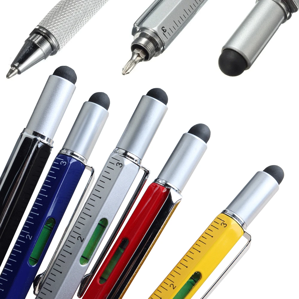 

7 in1 Multifunction Ballpoint Pen with Modern Handheld Tool Measure Technical Ruler Screwdriver Touch Screen Stylus Spirit Level