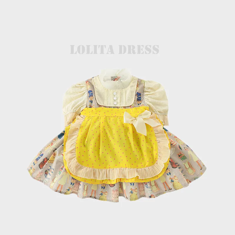 

Turkish Baby Dresses Spanish Girls Clothes For Eid 2022 Children's Yellow Birthday Summer Lolita Dress Small Girls Party Frocks