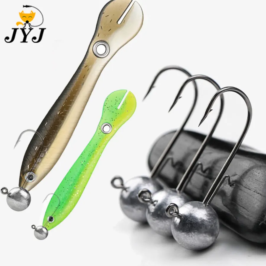 

JYJ 10pcs/lot round head fishing jig hook for casting with soft worm lure bait for bass fishing