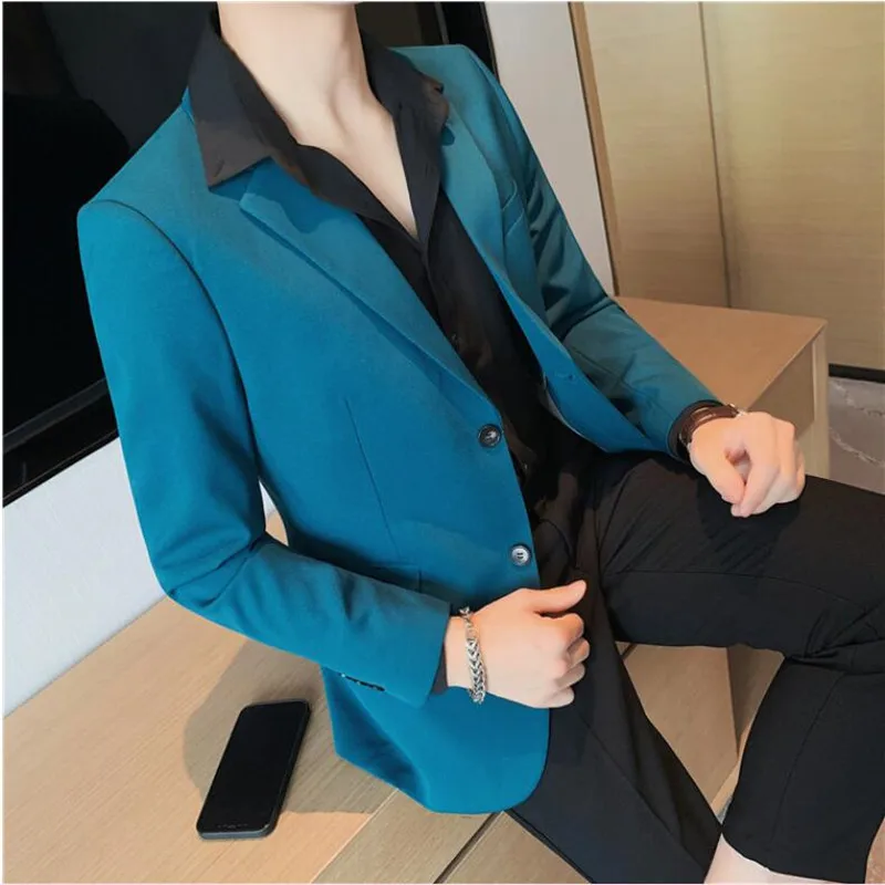 

2022 Fashion New Men's Casual Boutique Business Solid Color Single Button Suit Blazers High Quality Jacket Slim Fit Coat S-4XL