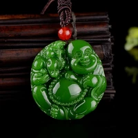 natural jade green hand carved maitreya buddha pendant fashion jewelry mens and womens tripe buddha necklace gift accessories