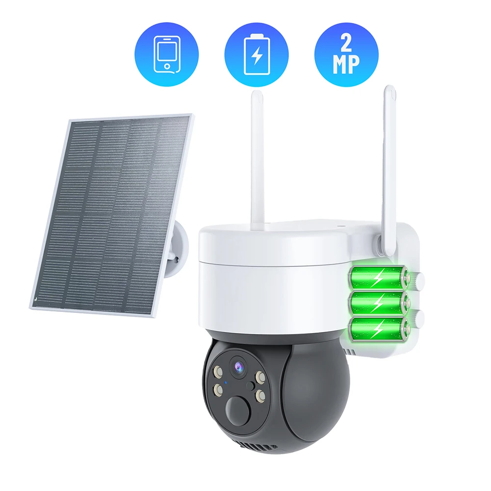 

T34 беспроводная Wi-Fi камера 1080P наружная камера на солнечной батарее с датчиком движения, водонепроницаемая камера ночного видения для дома, ...