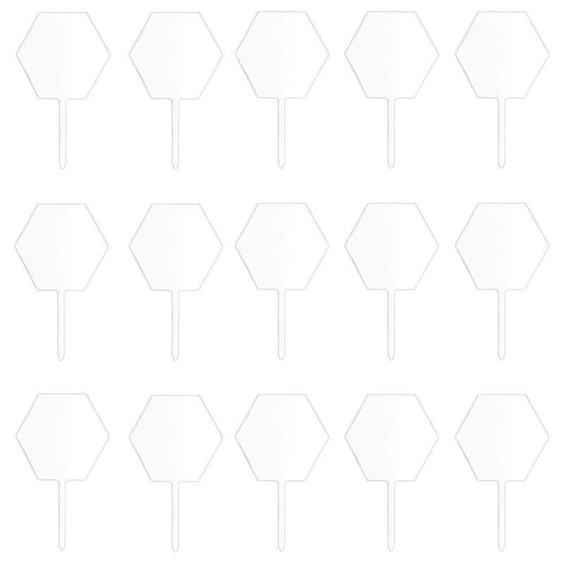 

Acrylic Cake Toppers, 15Pcs Clear Blank Acrylic Cake Topper Hexagon DIY Birthday Cake Topper, Personalized Cupcake