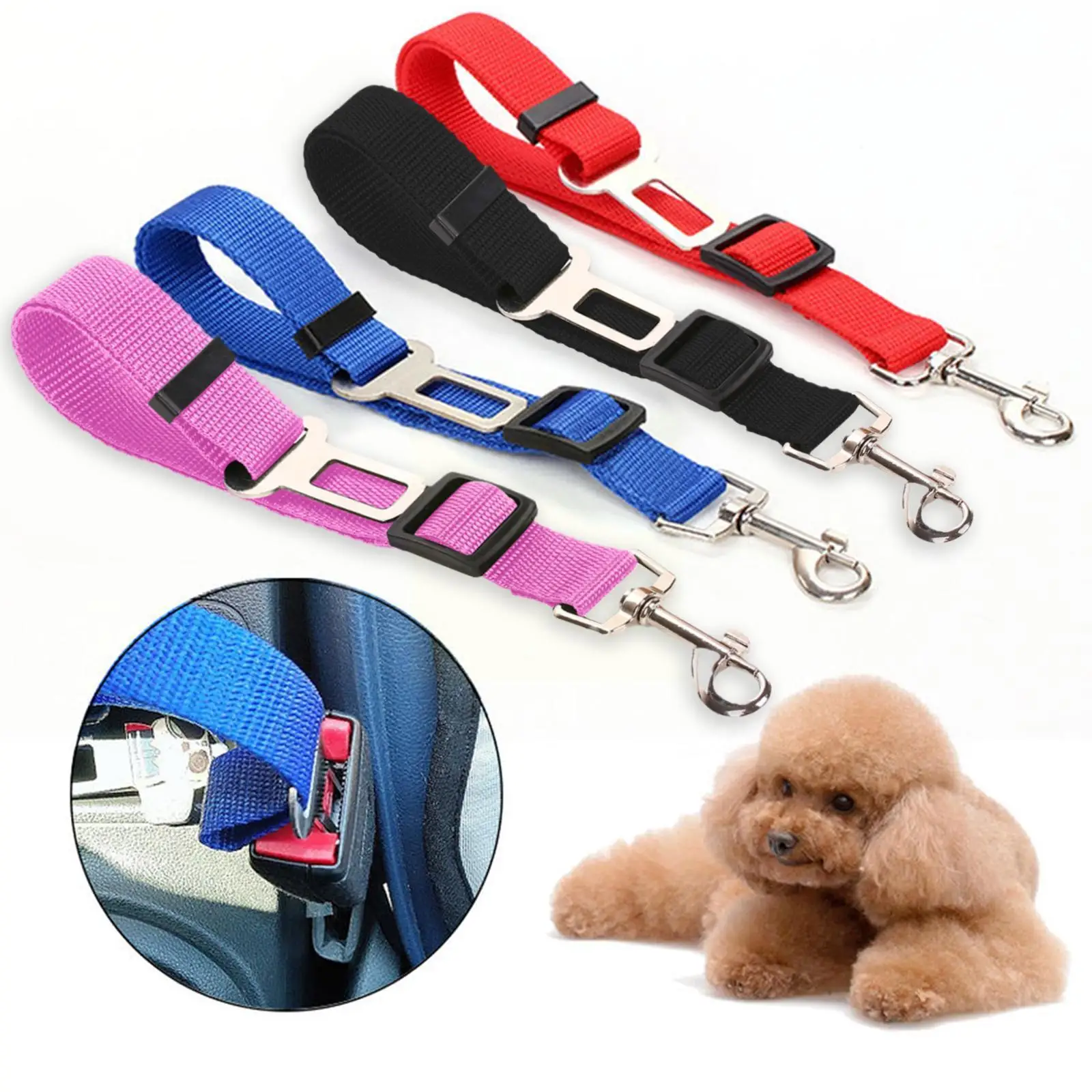 

Adjustable Pet Dog Car Belt Pet Vehicle Dog Dog Lever Dogs Accessoires Traction Harness Collars Clip Safety L H8z4