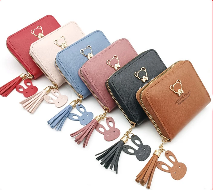 Little Bear Decoration Women's Wallet New Fashion Short Coin Purse Card Holder Small Ladies Wallet Female Mini Clutch
