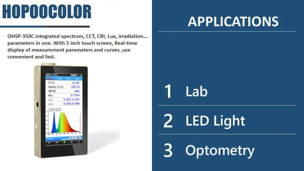 Портативный спектрометр OHSP350C 380-780nm CCT CRI Lux тестер измеритель длины волны
