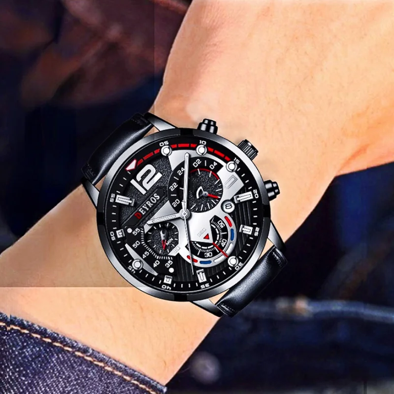 Classic Men's Fashion Business Watch 2023 New Calendar Men's Watch Six Needle Belt Watch Quartz Watch Sports Luminous Wristwatch