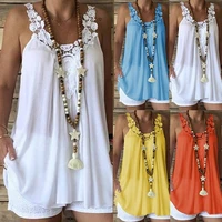 women solid loose lace vest tank top strap fashion casual sleeveless blouse camisetas tirantes mujer summer top femme 2022