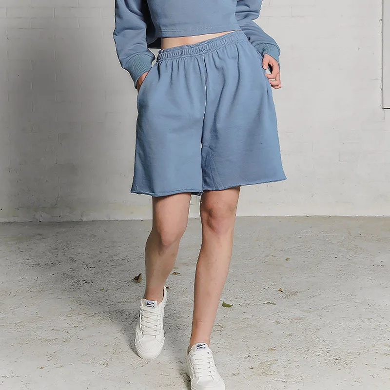 Женская спортивная одежда шорты из 100% хлопка однотонные свободные короткие