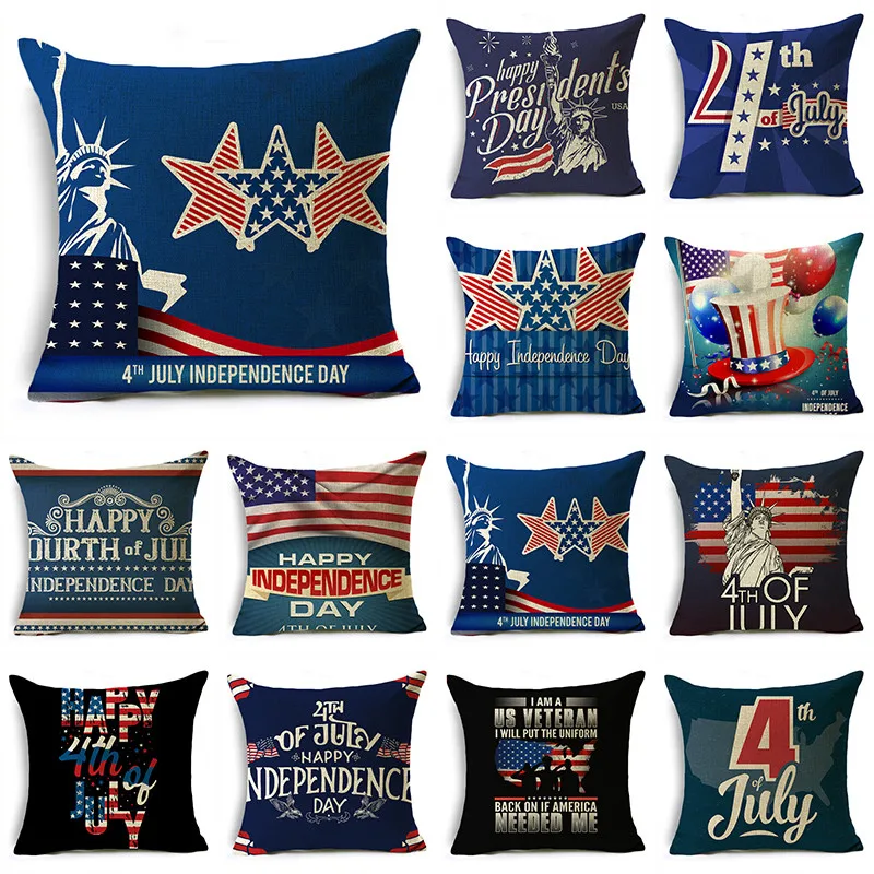 

Independence Day Design Pillowcase Geometric Stitching Sofa Office Nap Cushion Cover 40*40cm/45*45cm/50*50cm