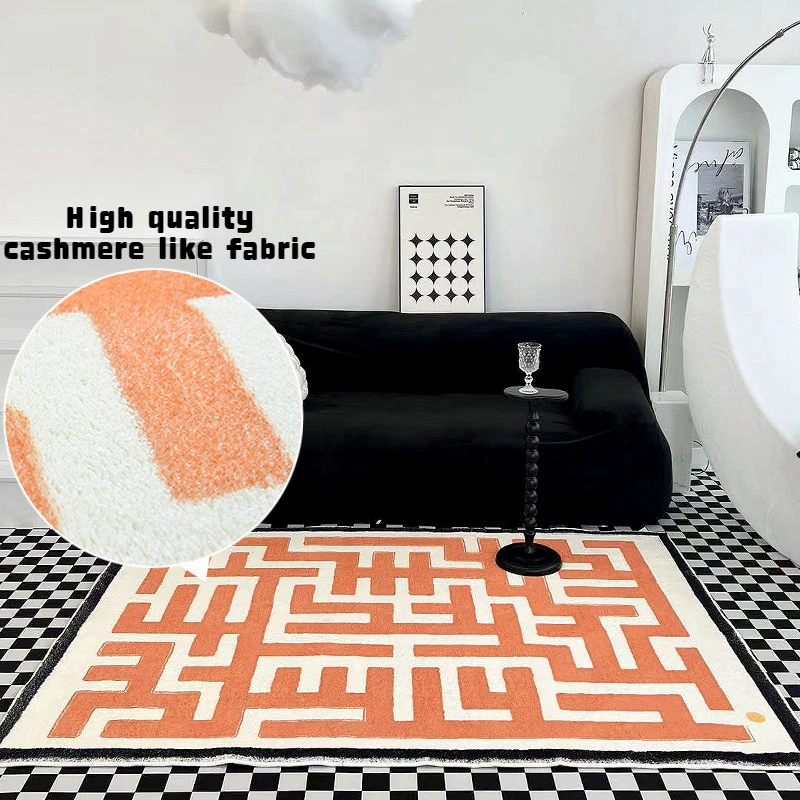 

Ins Cashmere-like Carpet Modern Minimalist Rugs Living Room Maze Bedroom Bedside Soft Blanket Rug Non-slip Entrance Door Mats