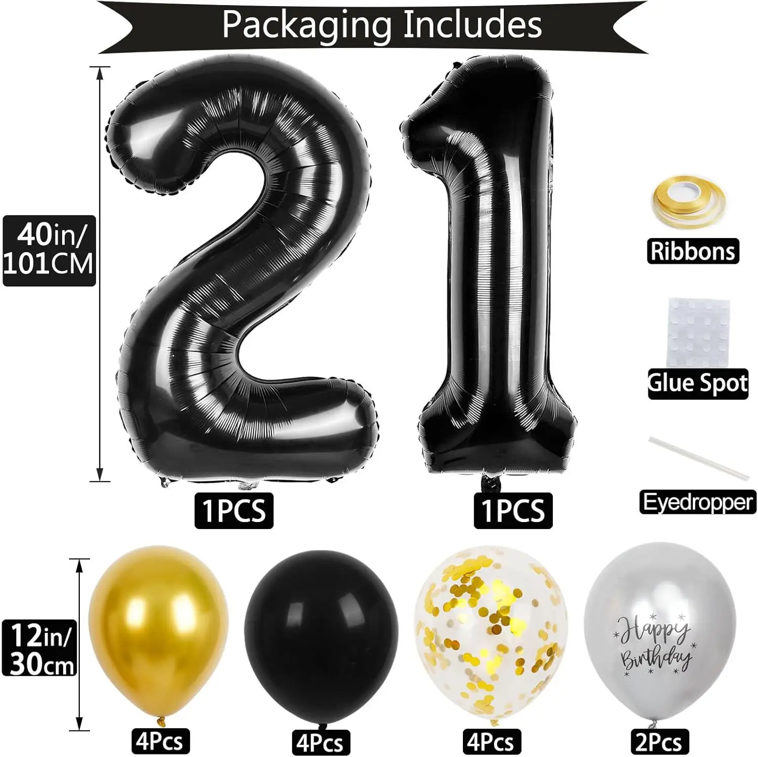 

Черные латексные шары с цифрами 16/18/21/30/40/50/60