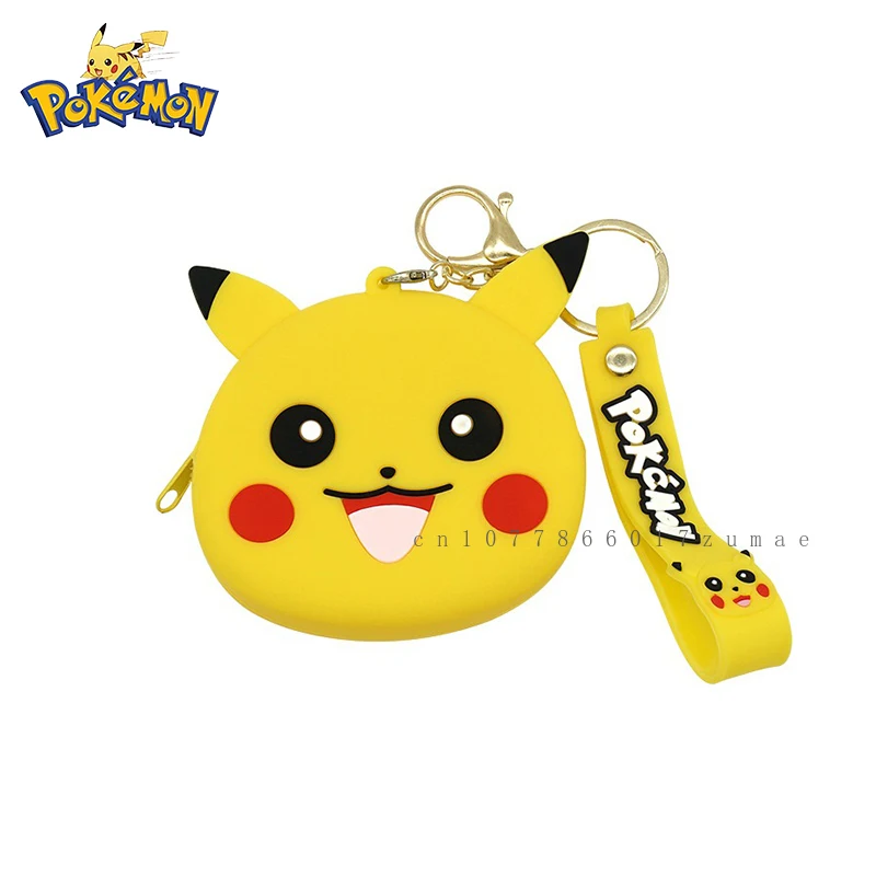 Pokemon Anime Pikachu Lovely Fashion Keychain Bag Small storage Silicone Purse Messenger Cartoon Figures Model Toys Kids Gift
