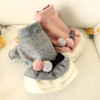 bowknot woolen pet dog skirt puppy cat warm two color ball pet clothes chihuahua coat jacket padded clothes small dogs clothing