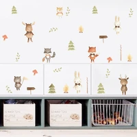cartoon cute forest animal watercolor nursery stickers removable wall decals art print kids boys room interior home decor