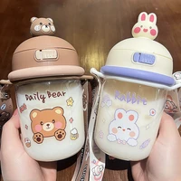 420ml doll childrens water cup summer students boys girls portable milk cup school special kettle with straw women water bottle