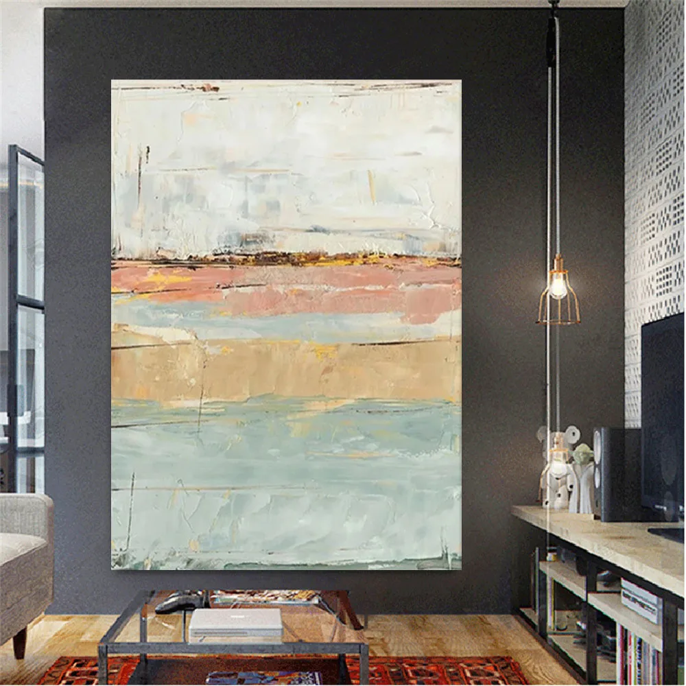 

Ручная роспись, вязаная текстура, цветной блок, прибрежный пейзаж, искусство, стена, украшение для дома, плакат, современный